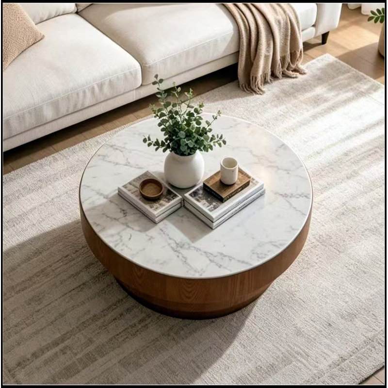 Rond Andreoni avec plateau en pierre frittée, White