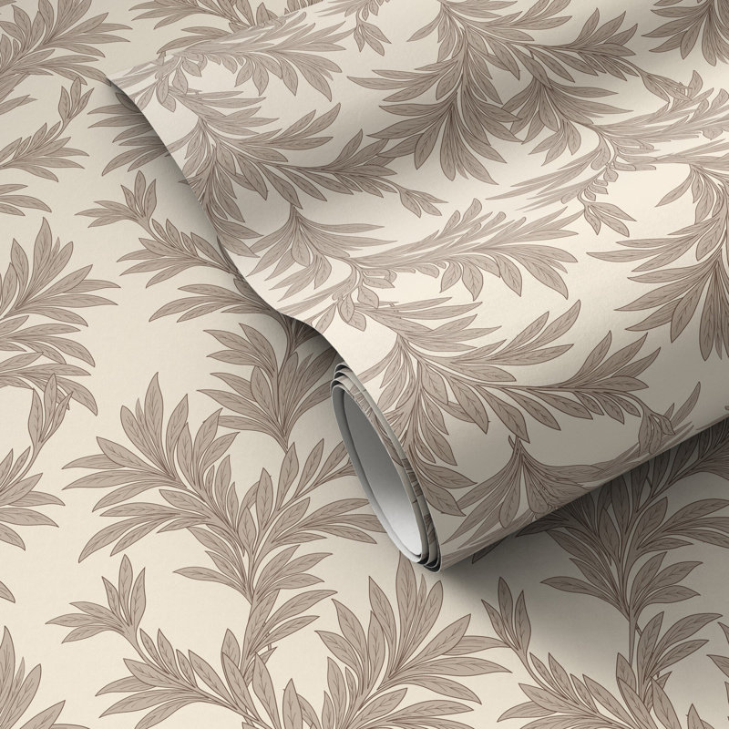 Lush Leaves Wallpaper by Getty Images, W52" x H132", Lush Leaves Taupe II