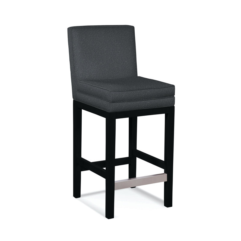Upholstered Stool, White Textured Performance; 0865-91, Black Finish