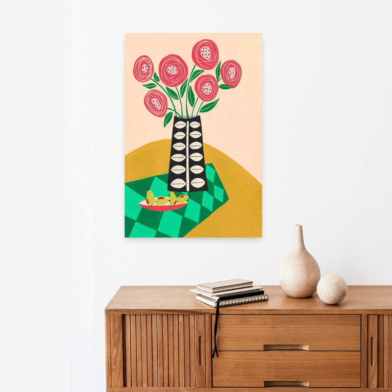 Art contemporain abstrait avec art floral coloré, H 24 po x l 16 po