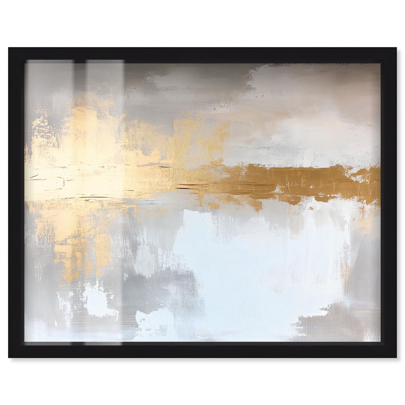 Art abstrait Gossamer Gold II Shadowbox par Art Remedy, H 17 po x l 21 po, Noir