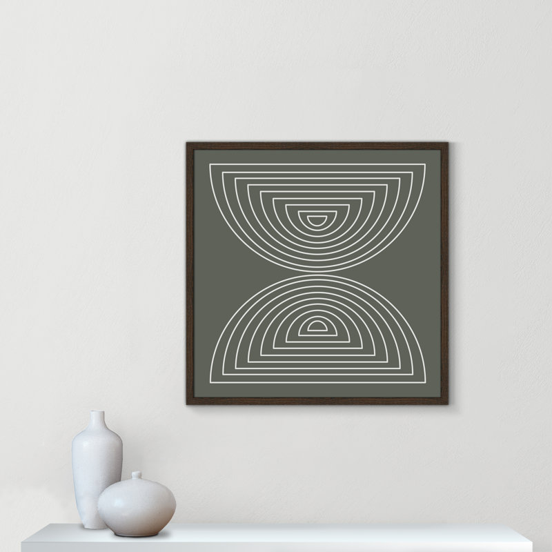 Deux lunes - peinture encadrée, Grain de bois noyer, H 27,5 po x l 27,5 po x P 0,75 po