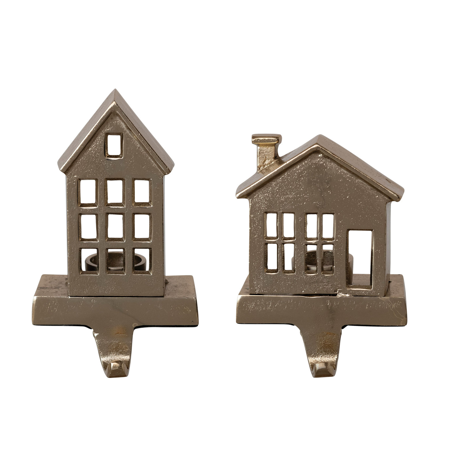 Cast Aluminum House Shaped Tealight Stocking Holder