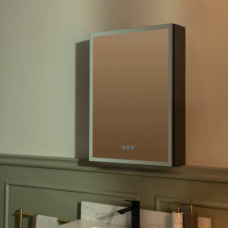 Armoire à pharmacie intelligente avec miroir anti-buée, éclairage DEL et conception compacte l 19,75 po x H 27,75 po
