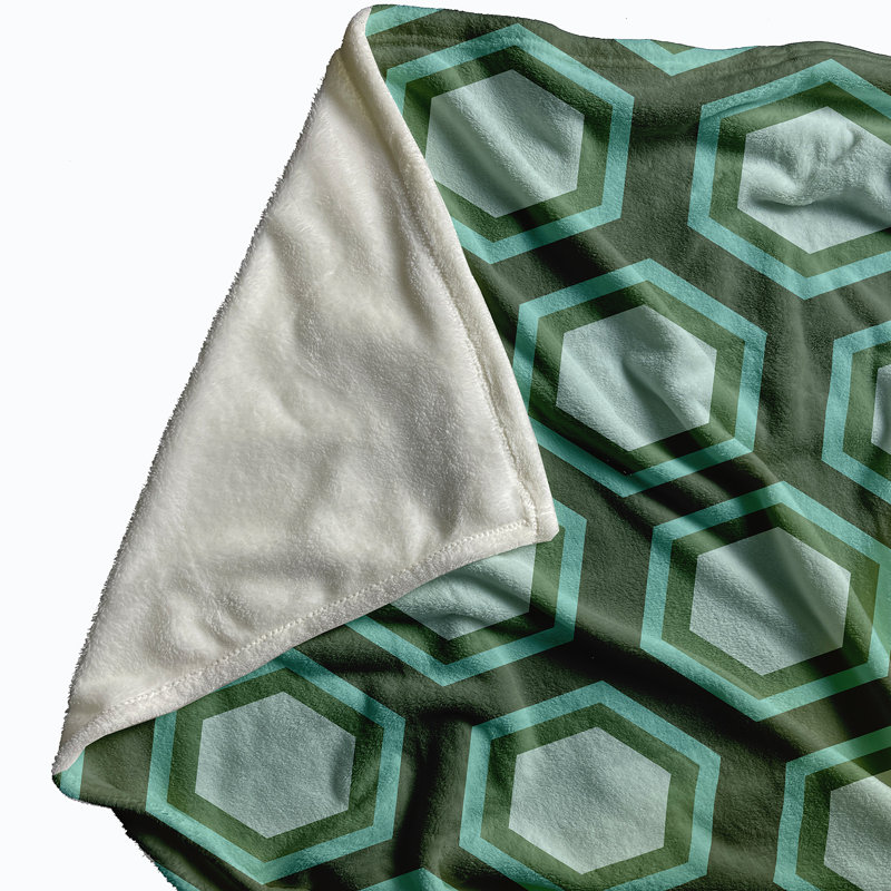Hex Appeal Throw Blanket, 60" L x 50" W, Seaglass (Green/Light Blue)