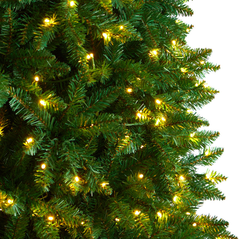 7.5ft Pre-Lit Slim Artificial Pine Christmas Tree with PVC Tips