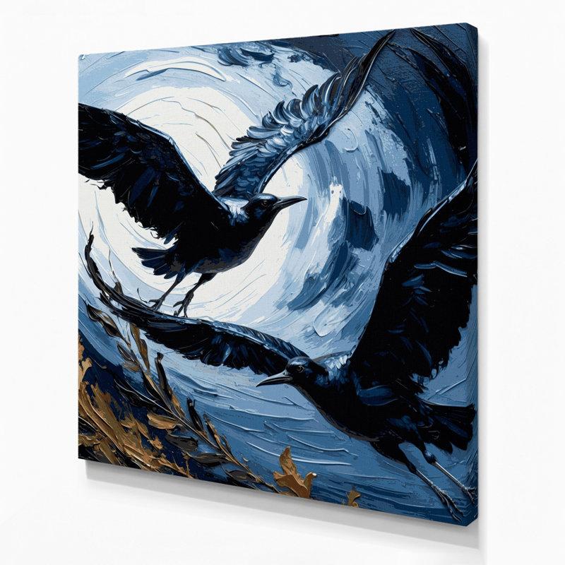 Oiseaux, art mural sur toile gris Drongo noir, H 12 po x l 12 po