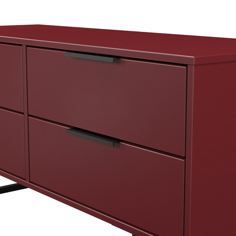 Bisceglia 115 cm W Chest of 4 Drawers, Red
