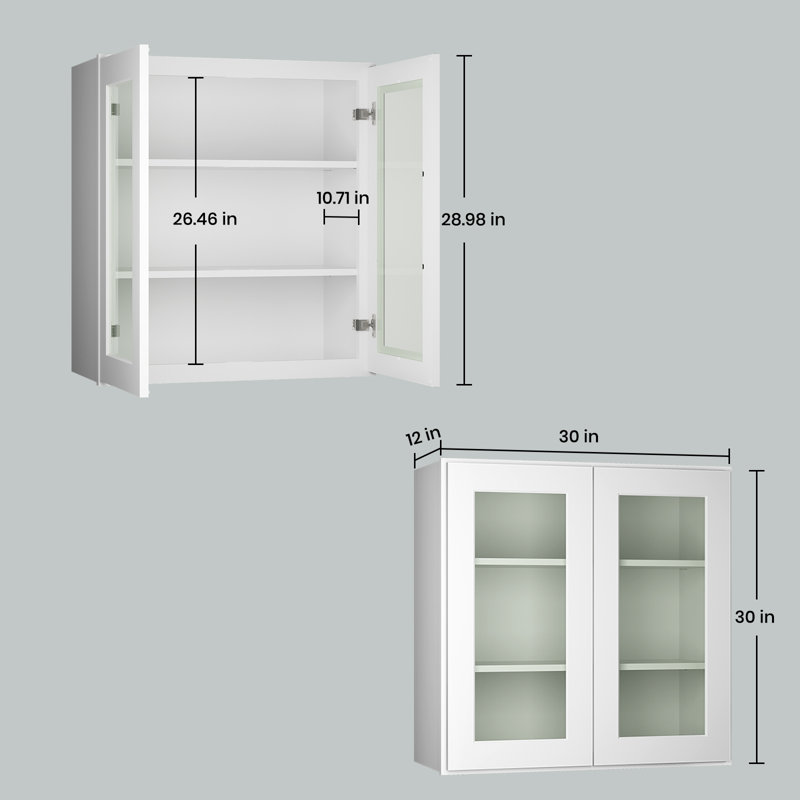 Meuble mural standard HOMEIBRO Cozy Design, 30 po L x 12 po P x 30 po H, en contreplaqué blanc Shaker, prêt à assembler