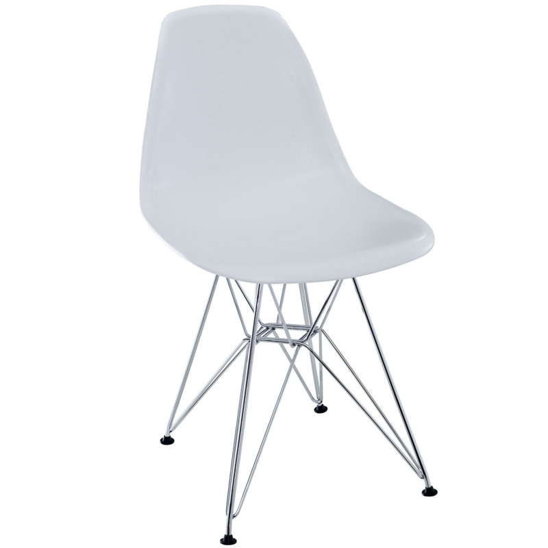 Modway Plastic Dining Chair with Wire Base, White