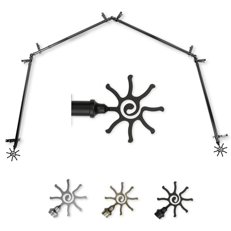 Tringle à rideaux simple à 4 côtés Neppie Sun, 18 po à 28 po (chaque côté), Noir