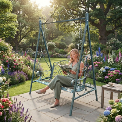 Durable Metal Garden Swing Bench – Sturdy and Comfortable Swing Chair for Backyard, Patio, or Outdoor Leisure