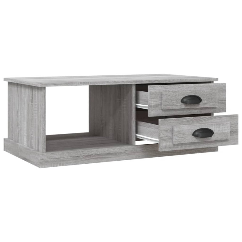 Templeville Floor Shelf Coffee Table with Storage, Grey Sonoma