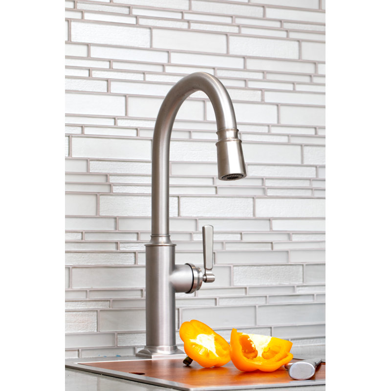 Adams Single Handle Pull Down Kitchen Faucet, Aged Brass