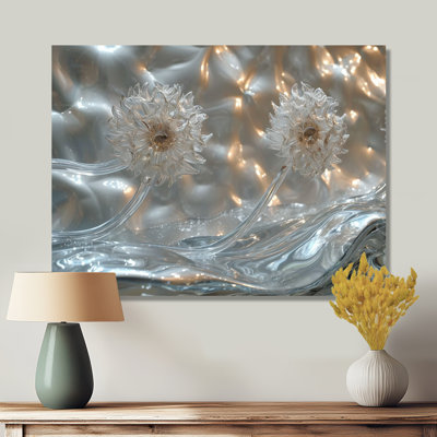 Sparkling Silver Dandelion Dreams II - Pissenlit, art mural