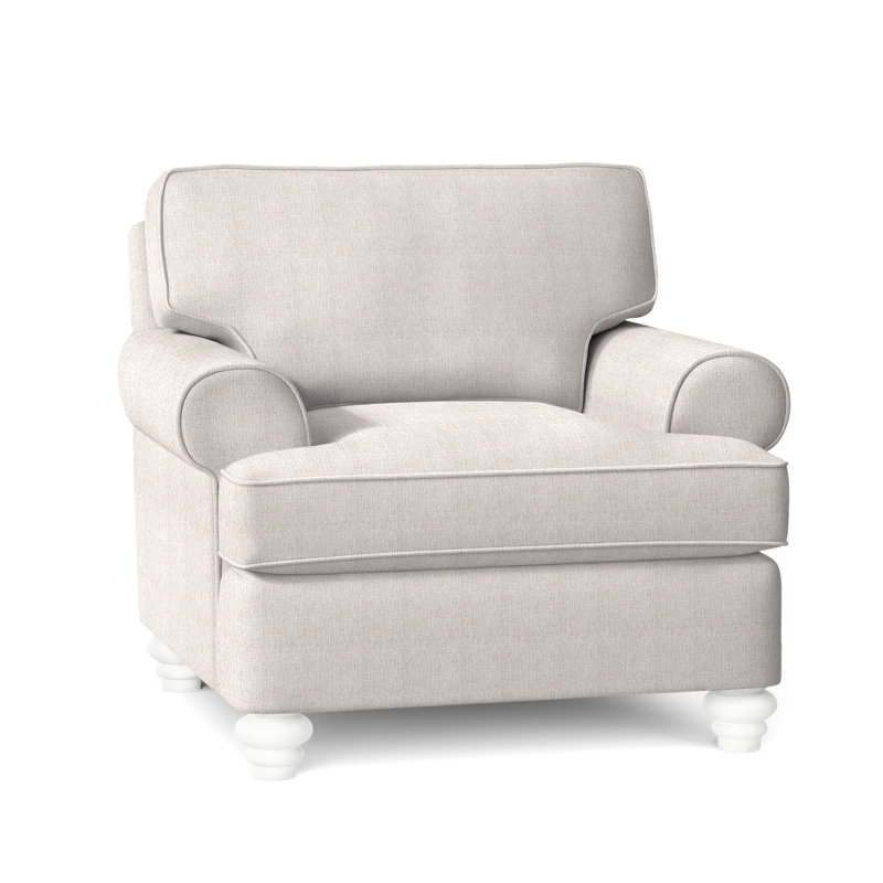Lowell Upholstered Accent Chair, White Sugar Performance; 0863-91, Flax