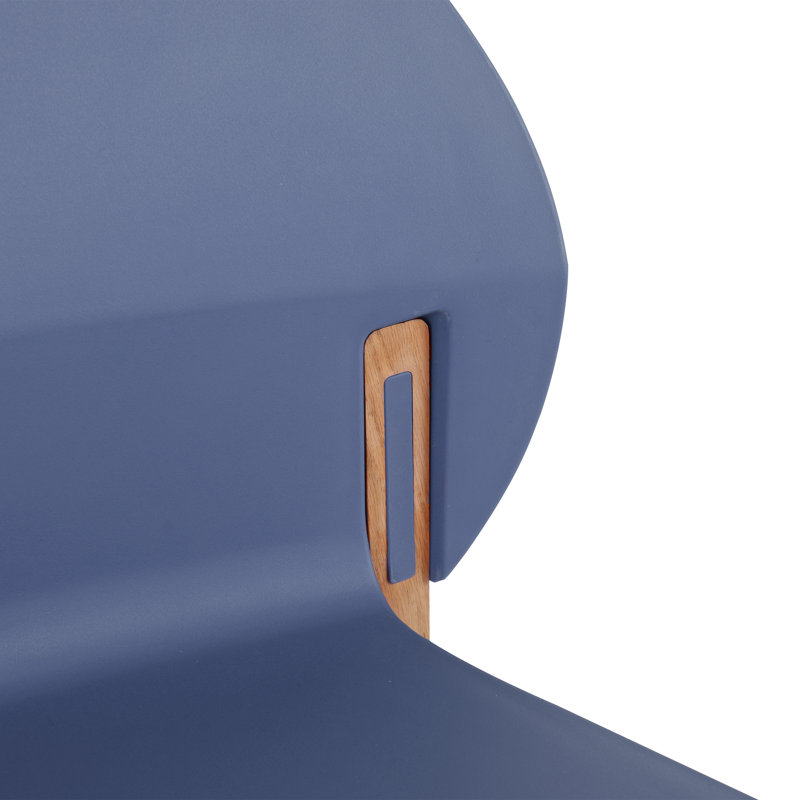 Chaises d'appoint en PP avec pieds en bois de chêne massif (ensemble de 4), Bleu