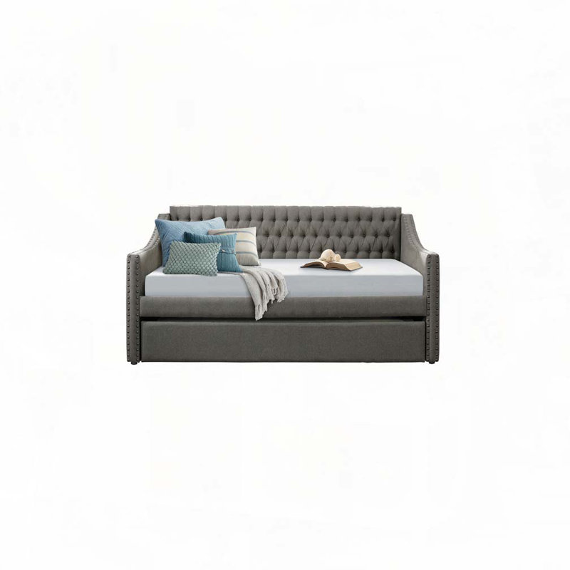 Miaja Daybed, Daybed, Upholstered Bed with Trundle, Twin, Dark Gray