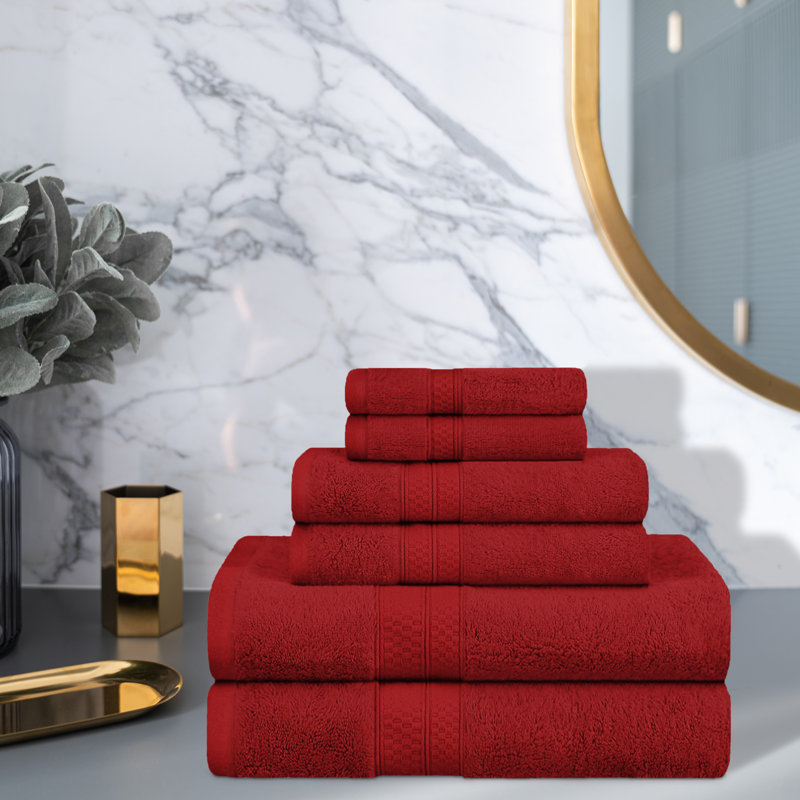 BNM 6 Piece Rayon from Bamboo Towel Set, Crimson