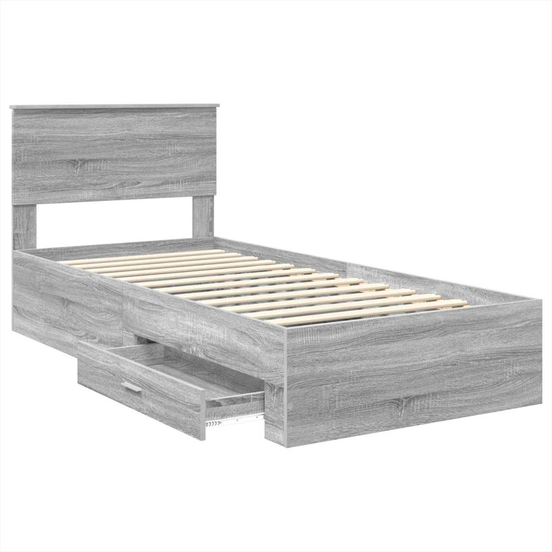 Bed, Silver/Grey Sonoma, Small Single (2'6)