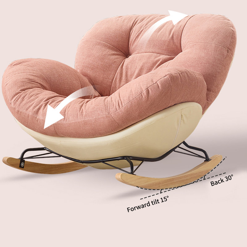 Chaise berçante ergonomique en métal capitonné, Beige / rose