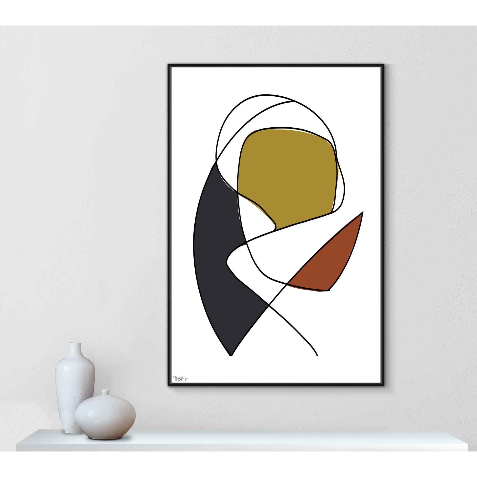 Abstract Tribeca 3, Black, 61.5" H x 41.5" W x 2" D