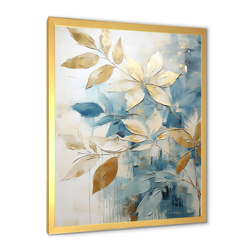 «Gold and Blue Abstract Botanical - Abstract Botanicals», reproduction sur toile, H 20 po x l 12 po x P 1 po