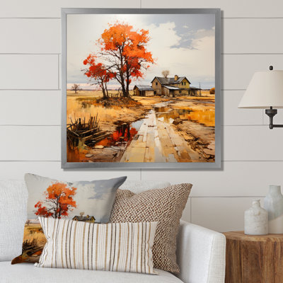 «Farm Autumn Hues Landscape II - Farmhouse Wall Art Living Room»