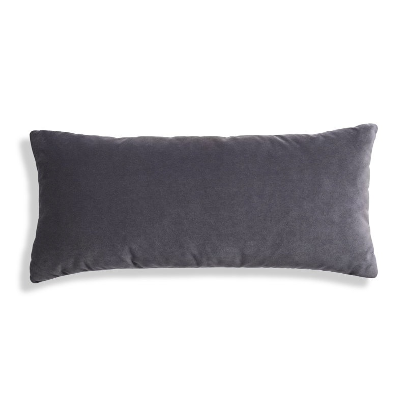 Dark Gray Cotton Blend Rectangular Pillow with Insert