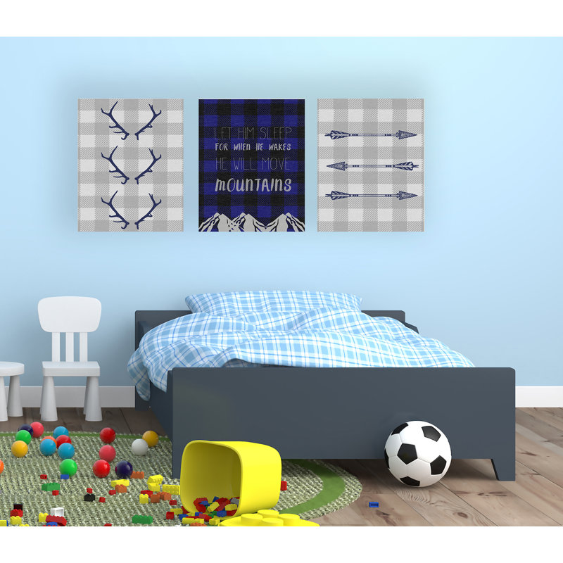 "Let him Sleep Mountains", ensemble de 3 plaques murales en bois