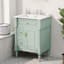 Meuble-lavabo autoportant vert 24 po avec lavabo en céramique, 3 tiroirs et tablette réglable-1235376228