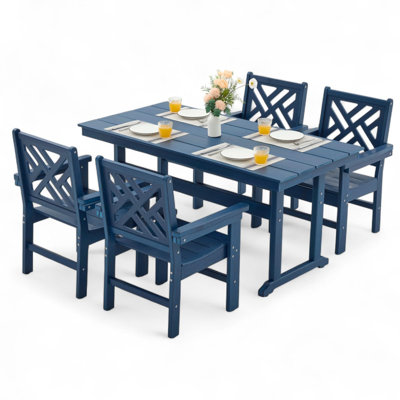 All-weather Hdpe Patio Dining Set With Umbrella Hole by Winston Porter