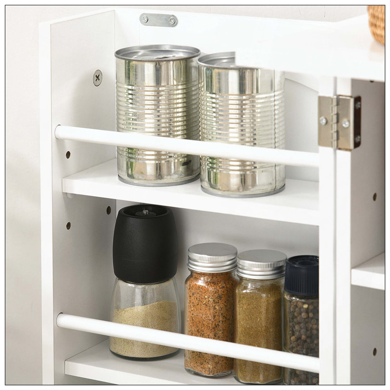Kitchen Pantry Storage Cabinet W/ 5-Tier Shelving, 12 Spice Racks