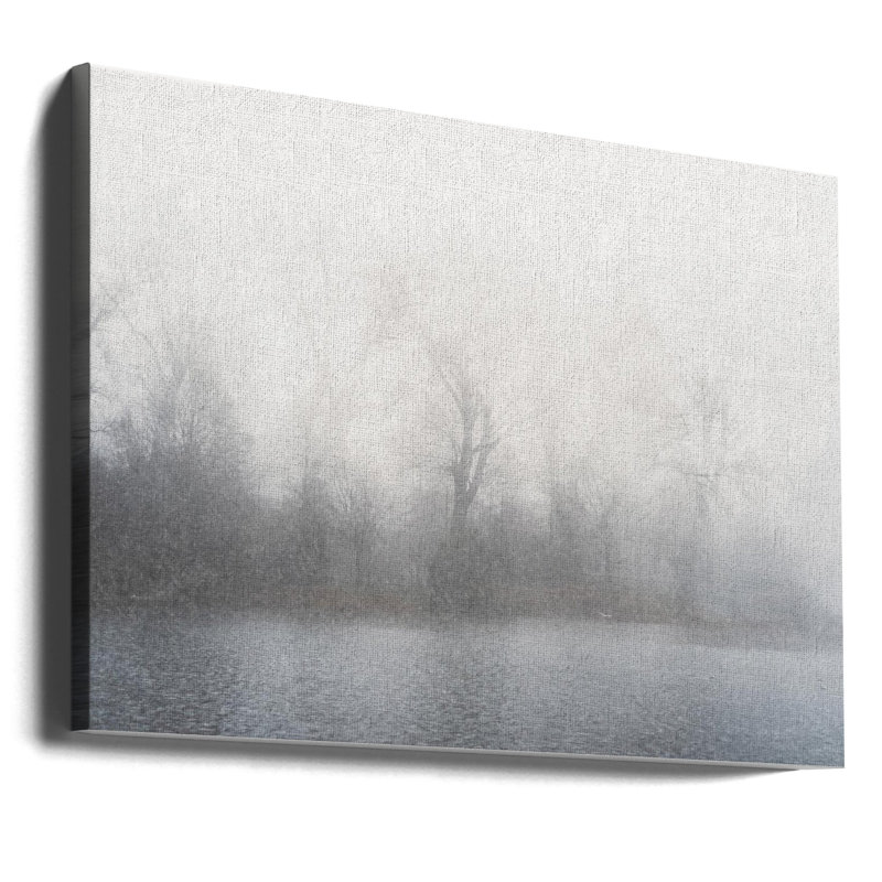 Paysage brumeux, H 21 po x l 17 po