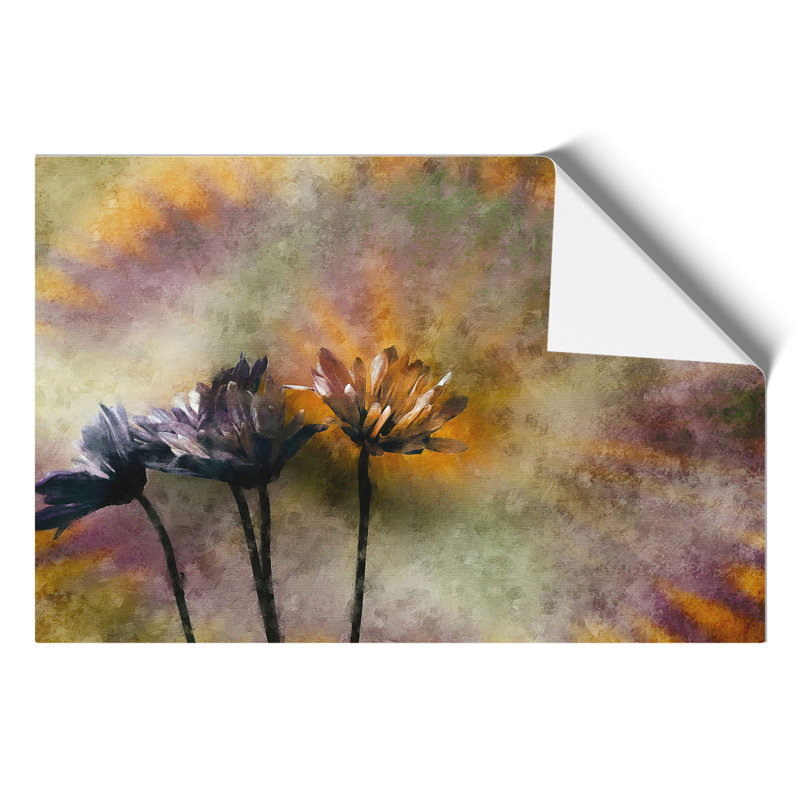 Three Daisies Painting - Frameless Print, 42cm H x 59cm W x 0.1cm D