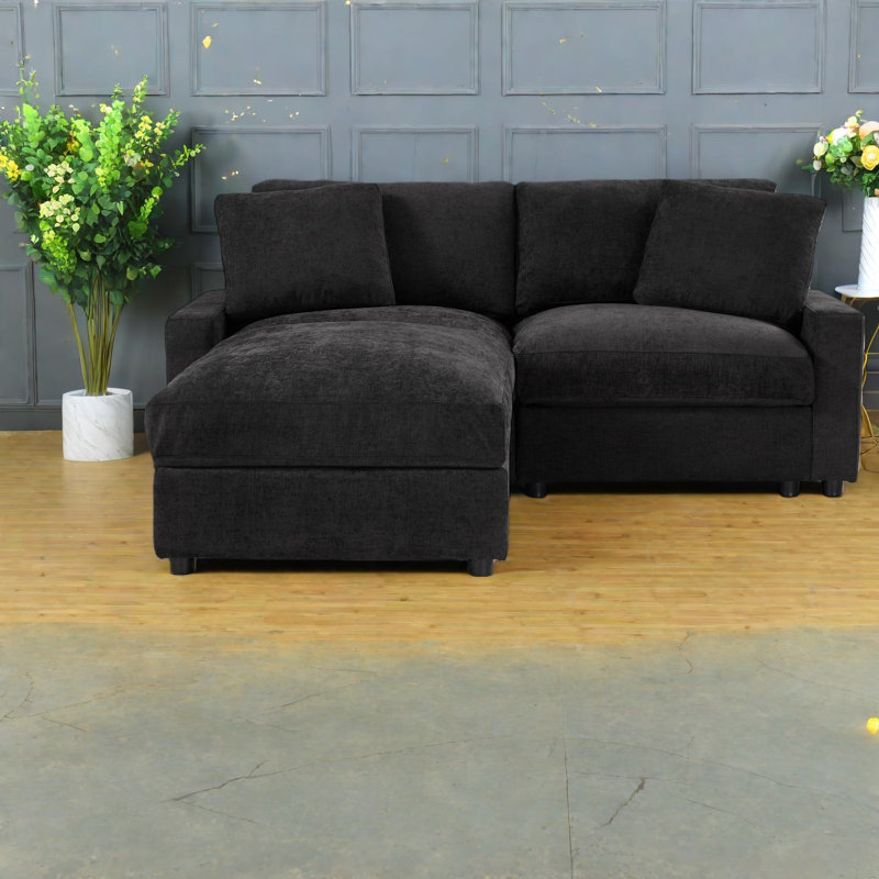 Canapé modulaire en polyester avec repose-pieds avec rangement dissimulé pour salon moderne