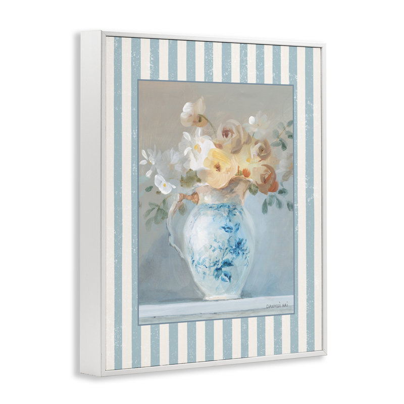 «Heirloom Bouquet» avec rayures, estampe numérique, design par Danhui Nai, H 30 po x l 24 po