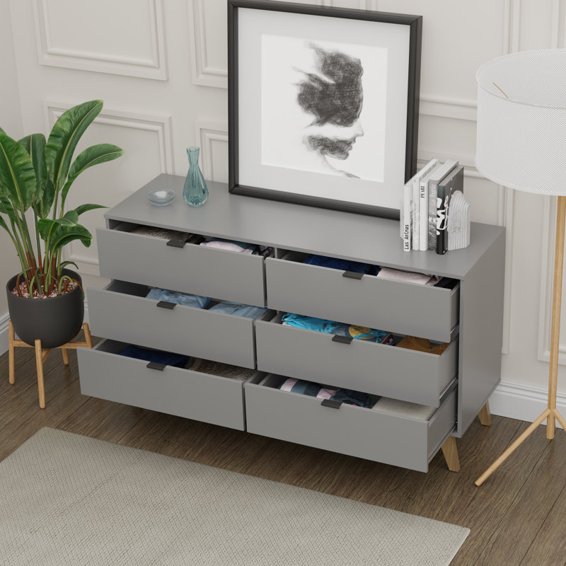 Commode 6 tiroirs Kyrese, Gris