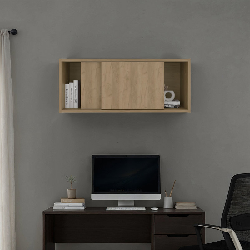 Natural Oak Wall Storage Cabinet, Oak, 13" H x 31" W x 13" D