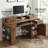 55" Farmhouse Office Desk with Storage Cabinet, Charging Station & Barn Door Design-1183504959