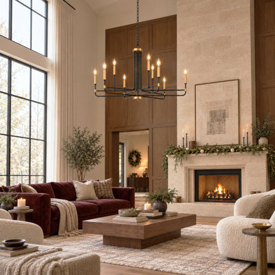 Justyce 9-Light 39.4" Wide Large Dimmable Classic / Traditional Living Room Chandelier
