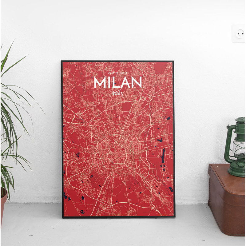 Milan City Map - No Frame Print, 43.2cm H x 27.9cm W x 0.13cm D