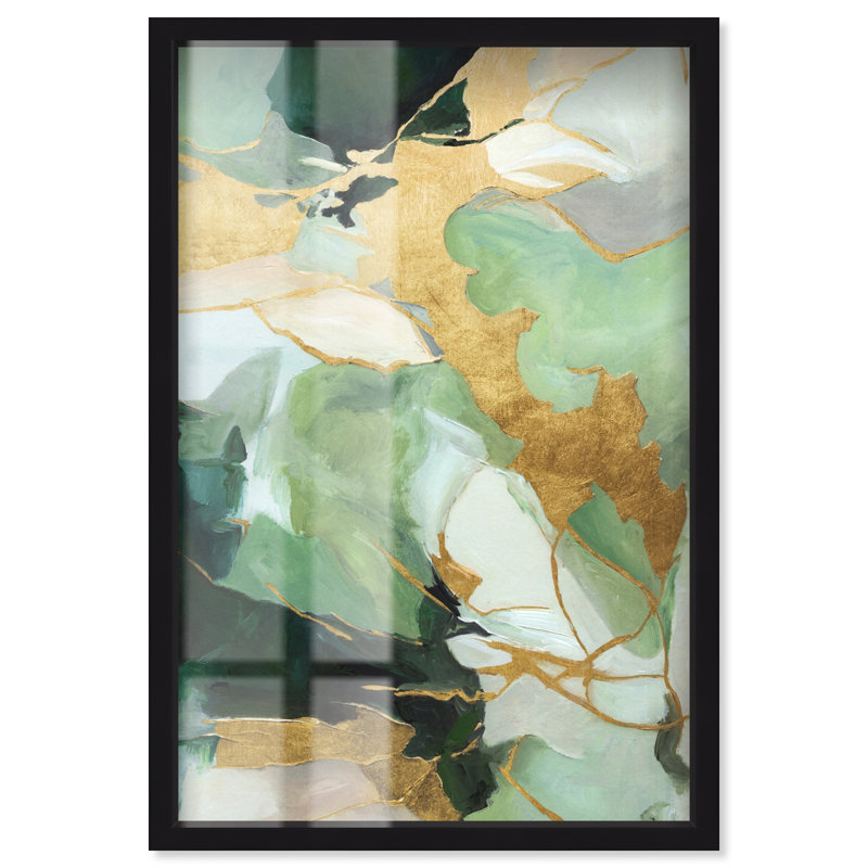 Reproduction d'art surdimensionnée dorée Gold I - Ira Colmeva par Art Remedy, cadre noir, 48 x 72, H 74 po x l 50 po