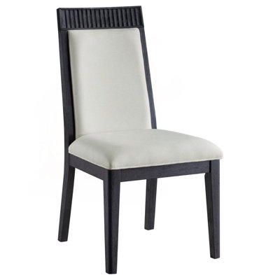 Upholstered Dining Side Chair Set of 2 in Black and Ivory