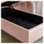 Chaise longue en velours rose avec rangement, méridienne capitonnée à accoudoirs arrondis avec garniture cloutée et coussin pour chambre ou salon