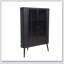 Armoire de rangement d'angle moderne à 3 niveaux avec portes en verre trempé, tablettes amovibles et structure en métal - Organisateur autoportant pour la salle de bain, la cuisine, la chambre à coucher, le salon ou les petits espaces