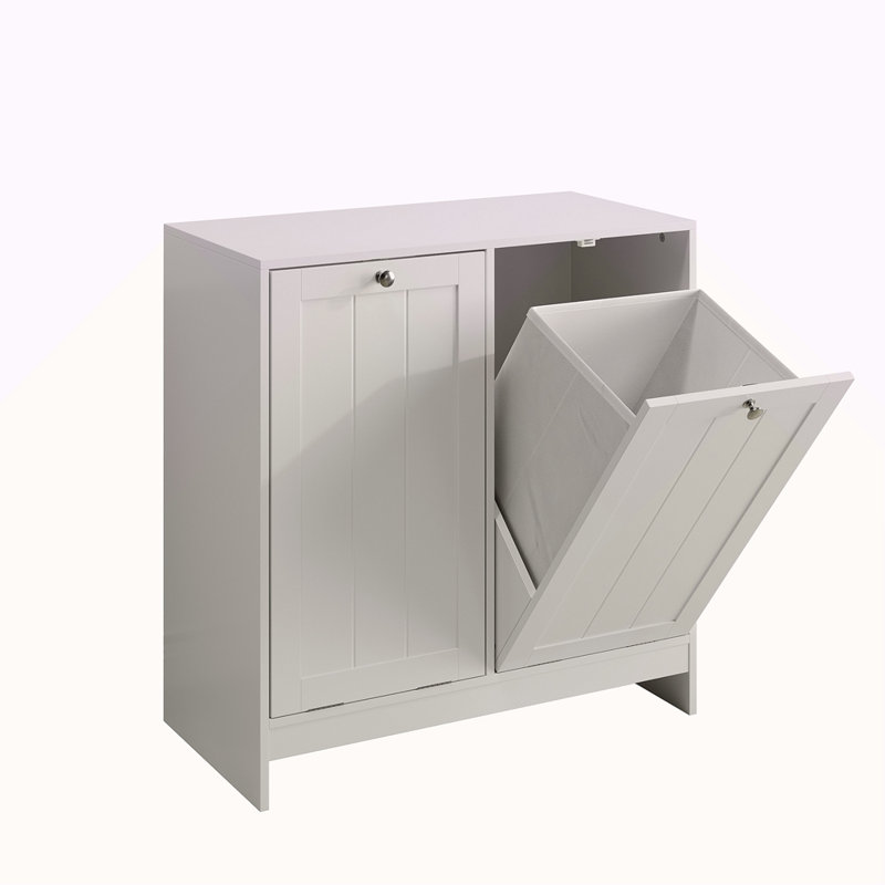 Tilted Laundry Hamper With Removable Basket, Hidden Laundry Hamper, Bathroom Laundry Hamper Storage Cabinet, Free-Standing Home Organizer
