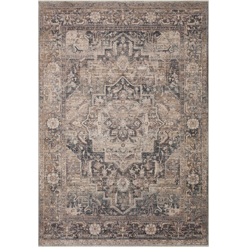 Tapis denim / sable Loloi Lyra, Rectangle 4 pi x 5 pi 7 po