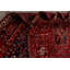Tapis unique en laine noué à la main style Shiraz des années 1970 de 7 pi 2 po x 10 pi 8 po rouge / bleu Omena