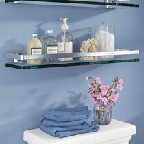 Organize It All Glass 1-Tier Glass Wall Mount Bathroom Shelf (21.75-in x  4.75-in x 6.25-in) in the Bathroom Shelves department at